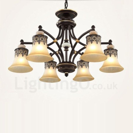 Lampadario classico in metallo con LED integrato a 6 luci 76 x 40 cm