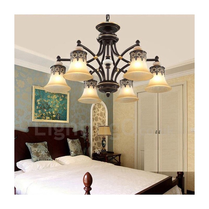Lampadario classico in metallo con LED integrato a 6 luci 76 x 40 cm