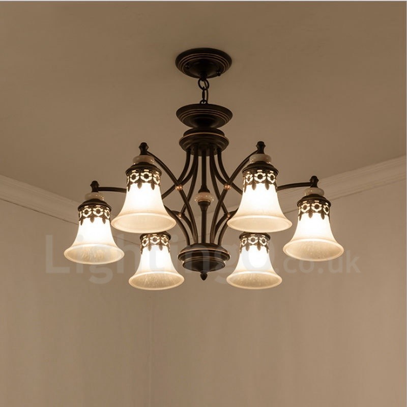 Lampadario classico in metallo con LED integrato a 6 luci 76 x 40 cm