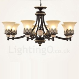 Lampadario classico in metallo con LED integrato 8 luci 93 x 47 cm