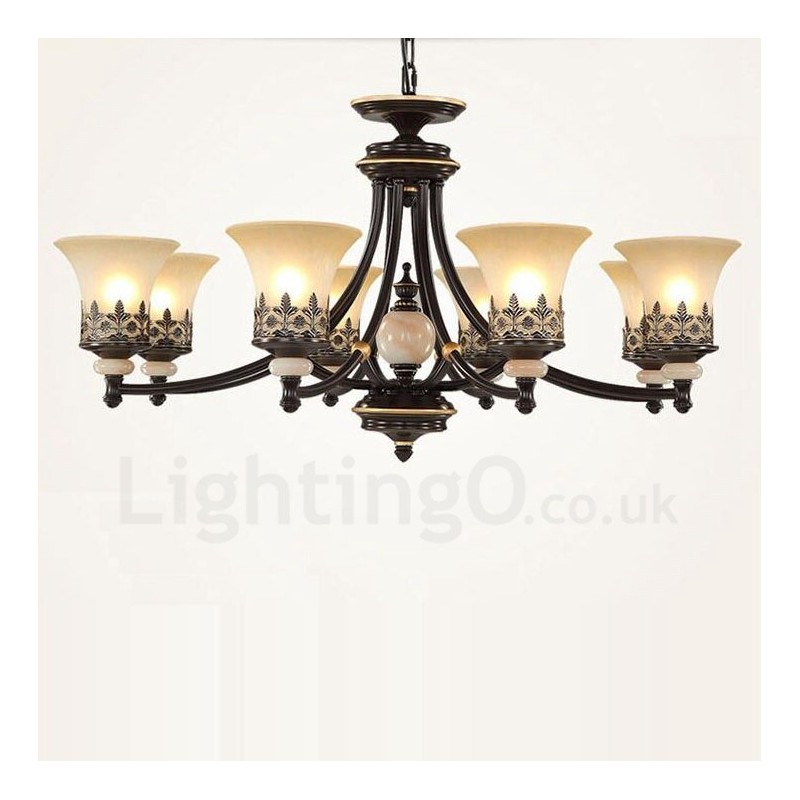 Lampadario classico in metallo con LED integrato 8 luci 93 x 47 cm