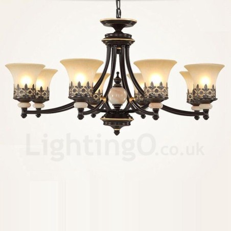 Lampadario classico in metallo con LED integrato 8 luci 93 x 47 cm