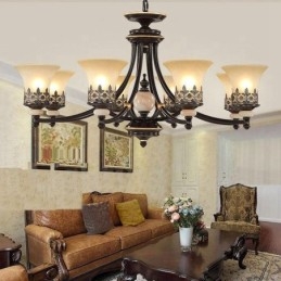 Lampadario classico in metallo con LED integrato 8 luci 93 x 47 cm