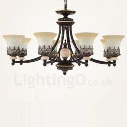 Lampadario classico in metallo con LED integrato 8 luci 93 x 47 cm