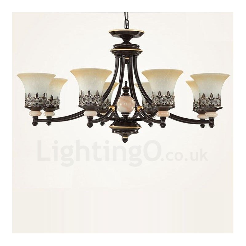 Lampadario classico in metallo con LED integrato 8 luci 93 x 47 cm
