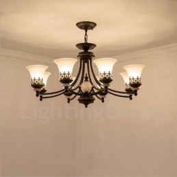 Lampadario classico in metallo con LED integrato 8 luci 93 x 47 cm