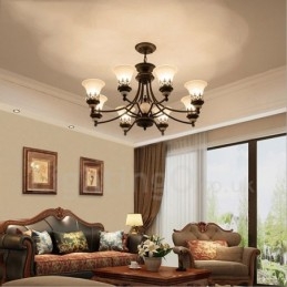 Lampadario classico in metallo con LED integrato 8 luci 93 x 47 cm