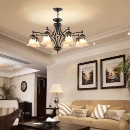 Lampadario classico in metallo con LED integrato 8 luci 93 x 47 cm