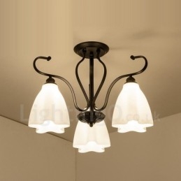 Lampadario rustico a 3 luci LED integrato 55 x 42 cm