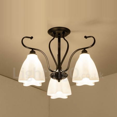 Lampadario rustico a 3 luci LED integrato 55 x 42 cm