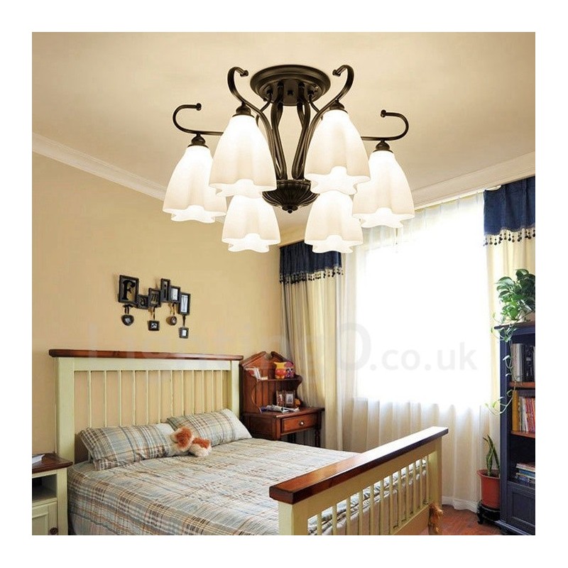 Lampadario rustico a 6 luci 72x42 cm