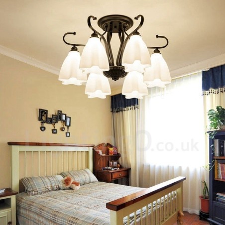 Lampadario rustico a 6 luci 72x42 cm