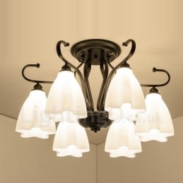 Lampadario rustico a 6 luci 72x42 cm