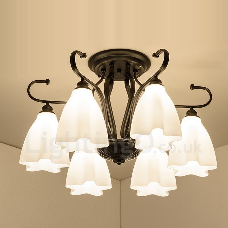 Lampadario rustico a 6 luci 72x42 cm