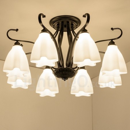 Lampadario rustico Lodge a 8 luci 90x42 cm