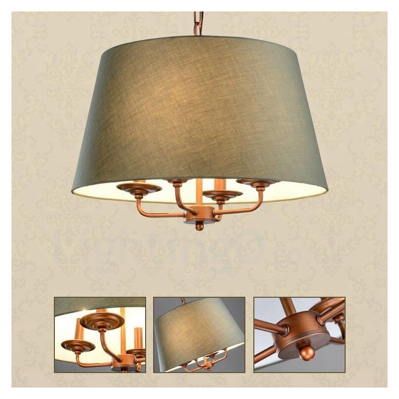 Lampadario rustico in metallo Rustic Lodge a 4 luci con LED integrato 50 x 37 cm