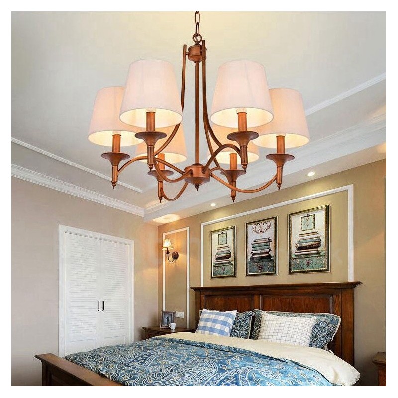 Lampadario rustico Lodge in metallo con LED integrato 6 luci 68 x 52 cm