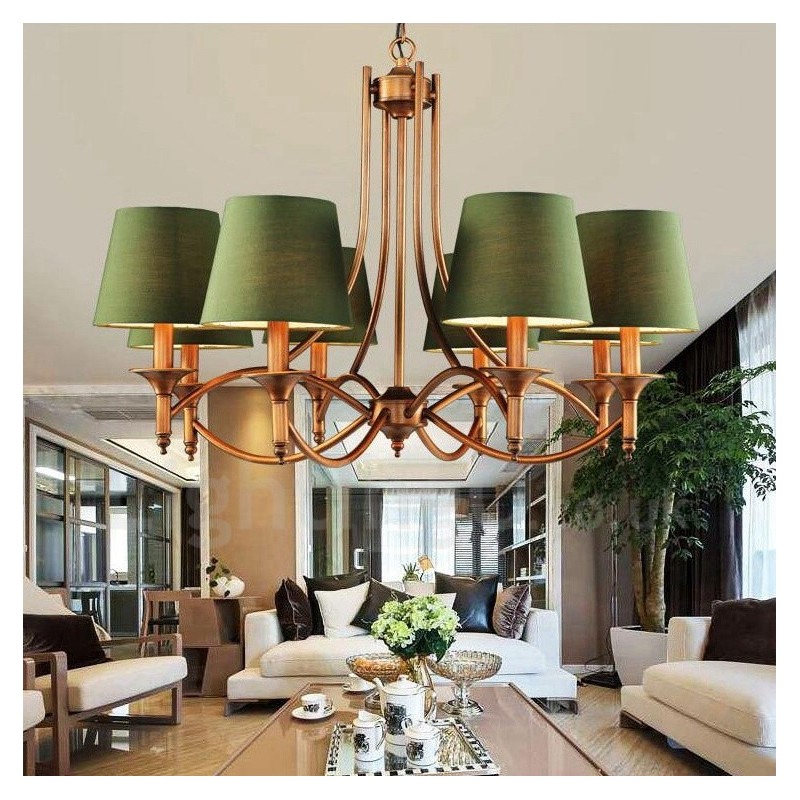 Lampadario rustico Lodge in metallo con LED integrato 8 luci 85x58 cm