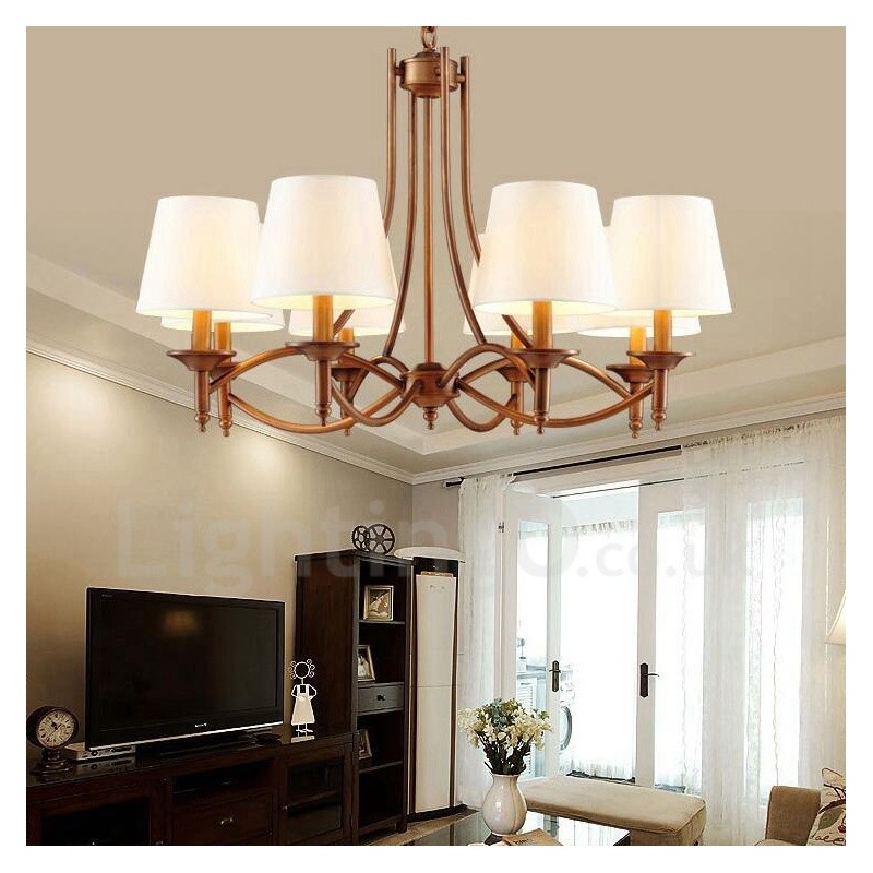 Lampadario rustico Lodge in metallo con LED integrato 8 luci 85x58 cm