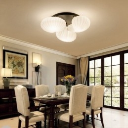 Lampadario classico tradizionale a 3 luci con paralume in vetro 50 x 16 cm E27
