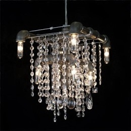 Lampadario in cristallo nero a 9 luci con design a tubi