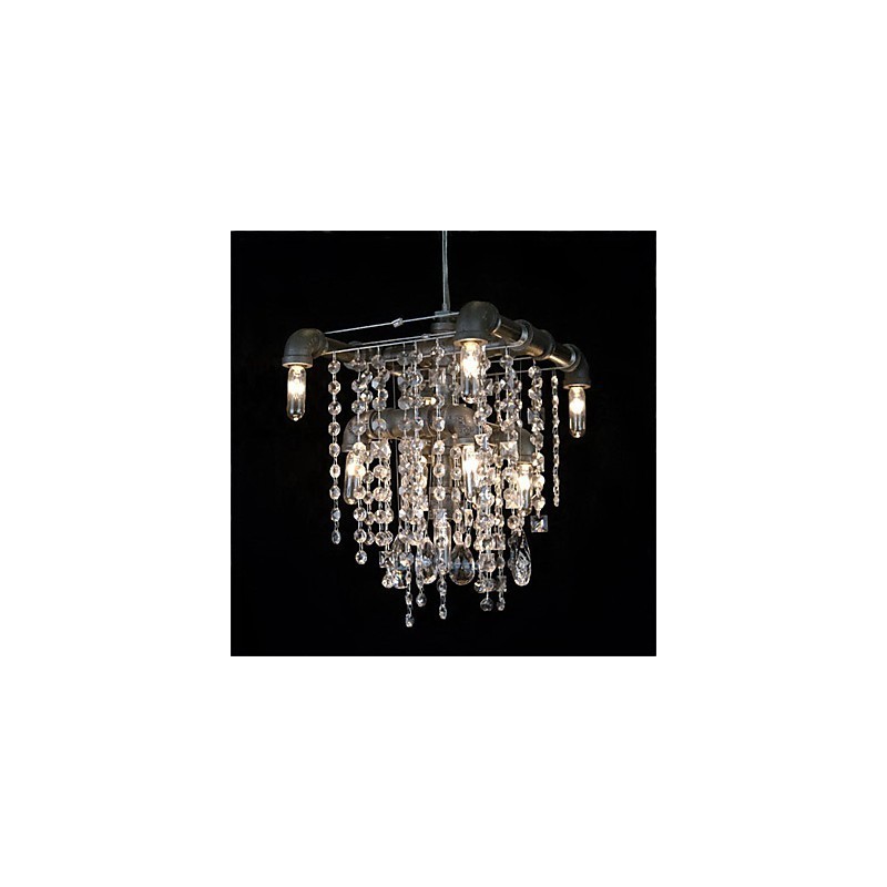 Lampadario in cristallo nero a 9 luci con design a tubi
