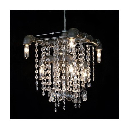Lampadario in cristallo nero a 9 luci con design a tubi