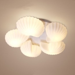 Lampadario classico Conch a 5 luci con paralume in vetro 70 x 16 cm