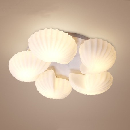Lampadario classico Conch a 5 luci con paralume in vetro 70 x 16 cm