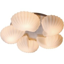 Lampadario classico Conch a 5 luci con paralume in vetro 70 x 16 cm