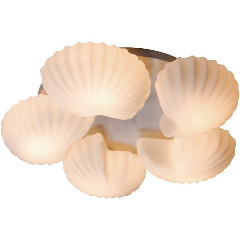 Lampadario classico Conch a 5 luci con paralume in vetro 70 x 16 cm
