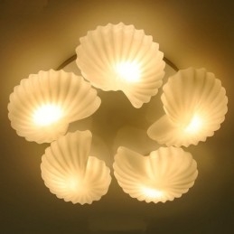 Lampadario classico Conch a 5 luci con paralume in vetro 70 x 16 cm