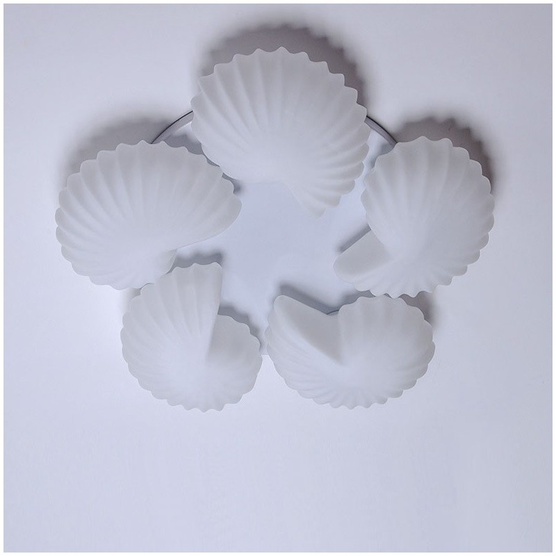 Lampadario classico Conch a 5 luci con paralume in vetro 70 x 16 cm