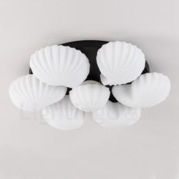 Lampadario classico tradizionale a 7 luci con paralume in vetro 80 x 16 cm