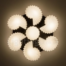 Lampadario classico tradizionale a 7 luci con paralume in vetro 80 x 16 cm
