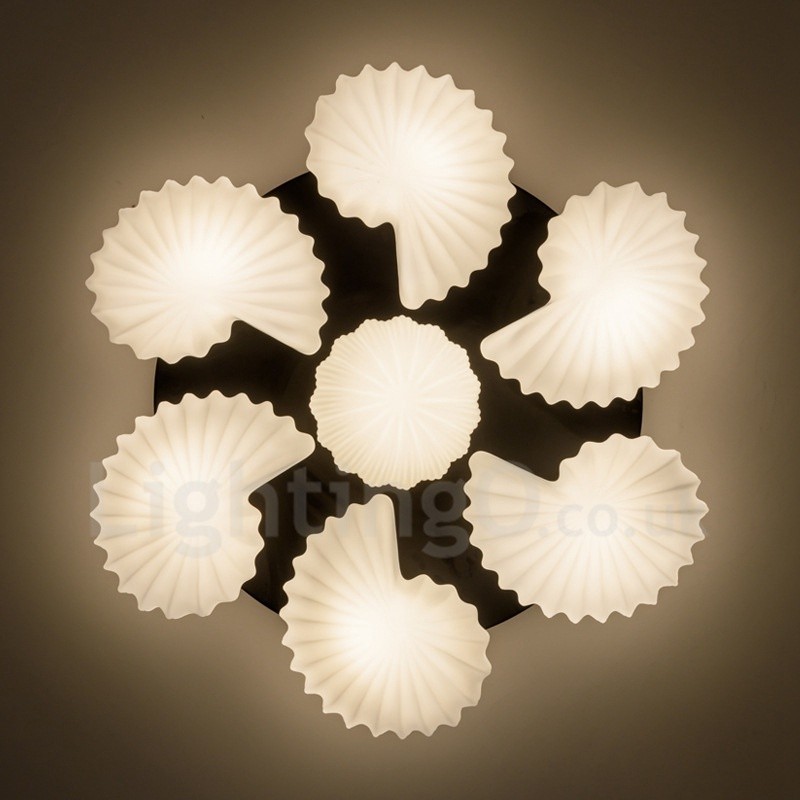 Lampadario classico tradizionale a 7 luci con paralume in vetro 80 x 16 cm