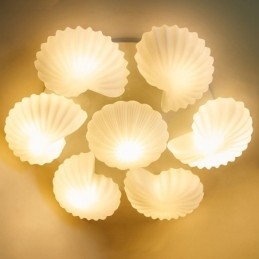 Lampadario classico tradizionale a 7 luci con paralume in vetro 80 x 16 cm