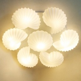Lampadario classico tradizionale a 7 luci con paralume in vetro 80 x 16 cm