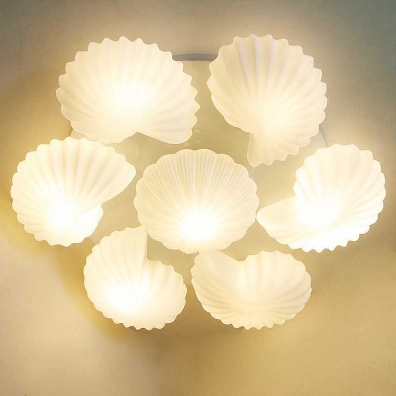 Lampadario classico tradizionale a 7 luci con paralume in vetro 80 x 16 cm