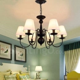 Lampadario LED integrato Rustic Lodge a 6 luci in metallo e tessuto 75 x 46 cm