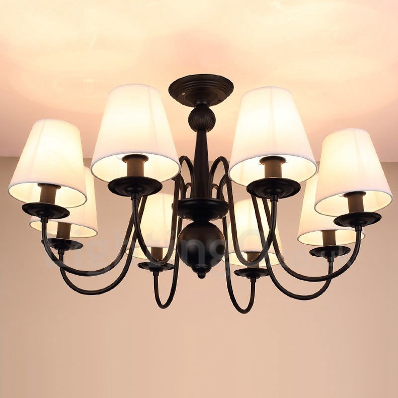 Lampadario Rustico Lodge in metallo a 8 luci con paralume in tessuto, LED integrato 87 x 46 cm