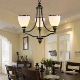 Lampadario rustico Lodge in metallo con LED integrato 3 luci 54 x 45 cm