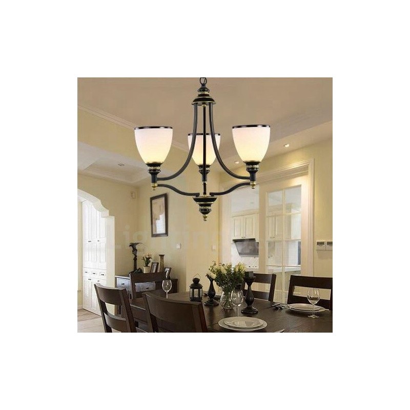 Lampadario rustico Lodge in metallo con LED integrato 3 luci 54 x 45 cm
