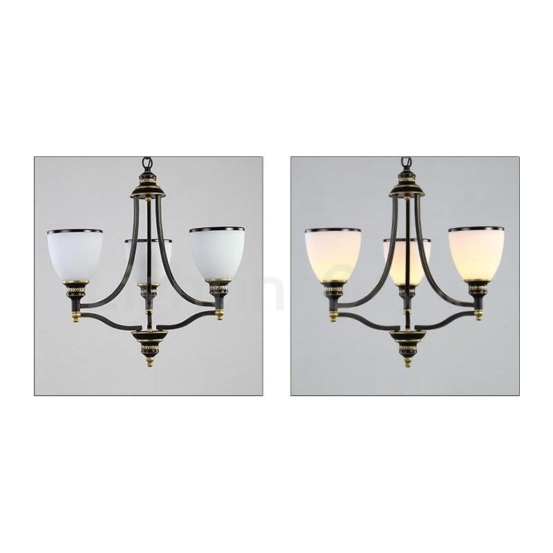 Lampadario rustico Lodge in metallo con LED integrato 3 luci 54 x 45 cm