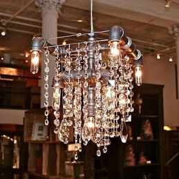 Lampadario in cristallo nero a 9 luci con design a tubi