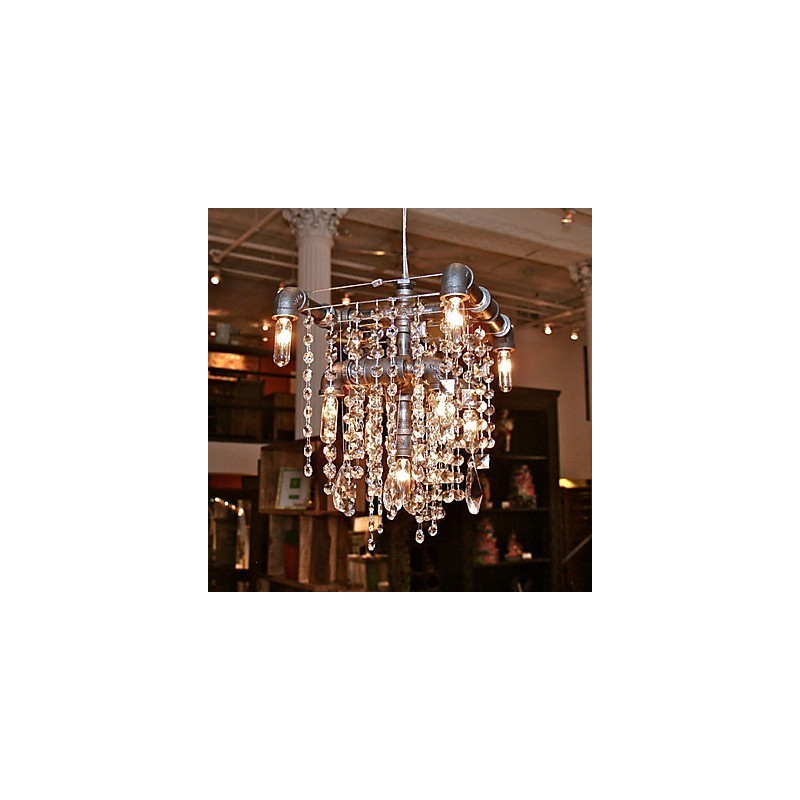 Lampadario in cristallo nero a 9 luci con design a tubi