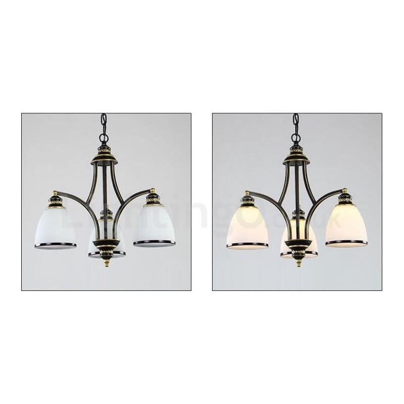 Lampadario rustico Lodge in metallo con LED integrato a 3 luci 54 x 45 cm