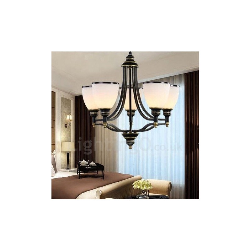 Lampadario rustico Lodge in metallo con LED integrato a 5 luci 56 x 45 cm