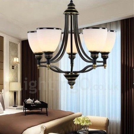 Lampadario rustico Lodge in metallo con LED integrato a 5 luci 56 x 45 cm