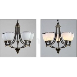 Lampadario rustico Lodge in metallo con LED integrato a 5 luci 56 x 45 cm